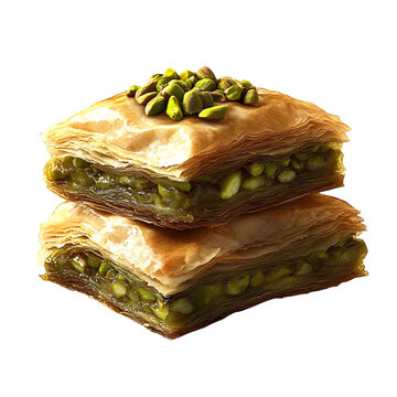 stacked baklava pastries with pistachios clip art preview