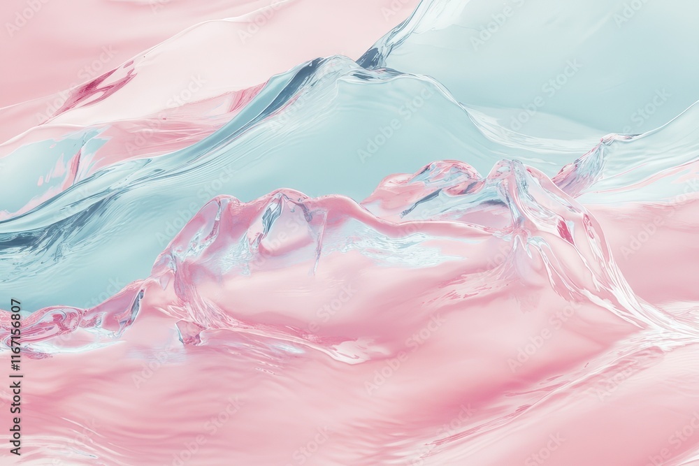 Poster swirls of pink and blue create an ethereal landscape evoking calmness and tranquility in abstract ar