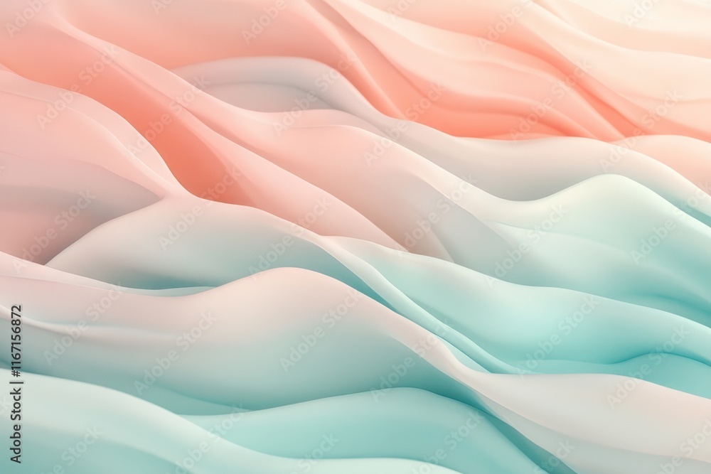 Poster soft waves of pastel colors blend together in an ethereal display of calm and serenity at dawn. gene