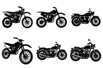 Set of vintage motorcycle silhouette, Retro bike collection vector illustration