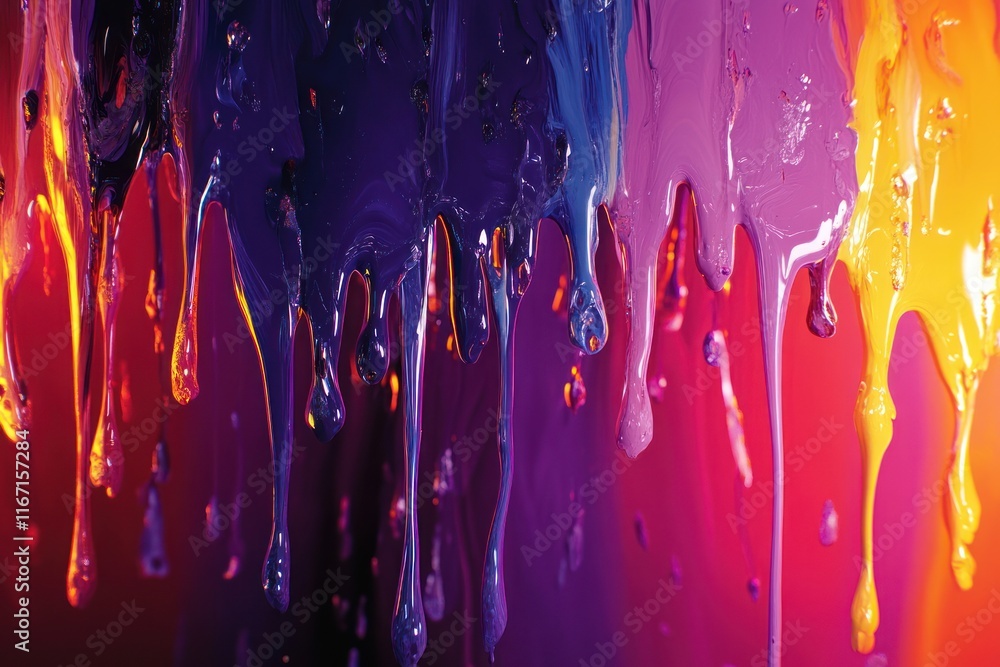 Poster colors drip and splatter across the canvas, showcasing dynamic movement and bold energy in an abstra