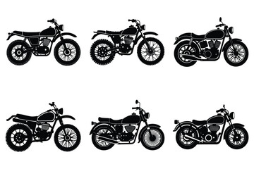 Obraz premium Set of vintage motorcycle silhouette, Retro bike collection vector illustration