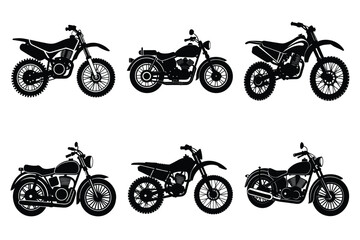 Set of vintage motorcycle silhouette, Retro bike collection vector illustration