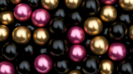 Abstract 3D Gold, Pink, Black Sphere Background