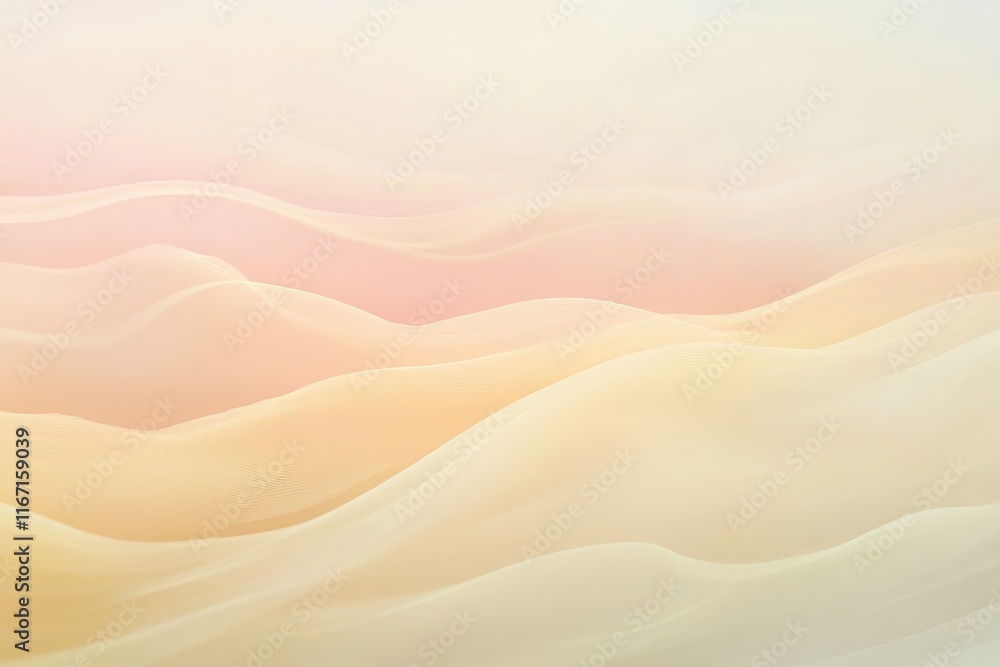 Poster soft pastel waves create a serene landscape of muted colors in a tranquil setting. generative ai