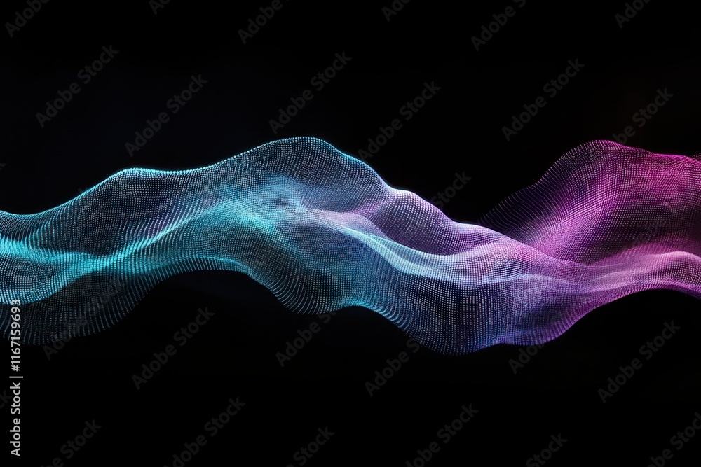Poster dynamic colorful wave pattern with vibrant blue and pink hues on a dark background created using dig