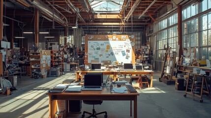 Bright and Spacious Creative Office with Modern Workstations