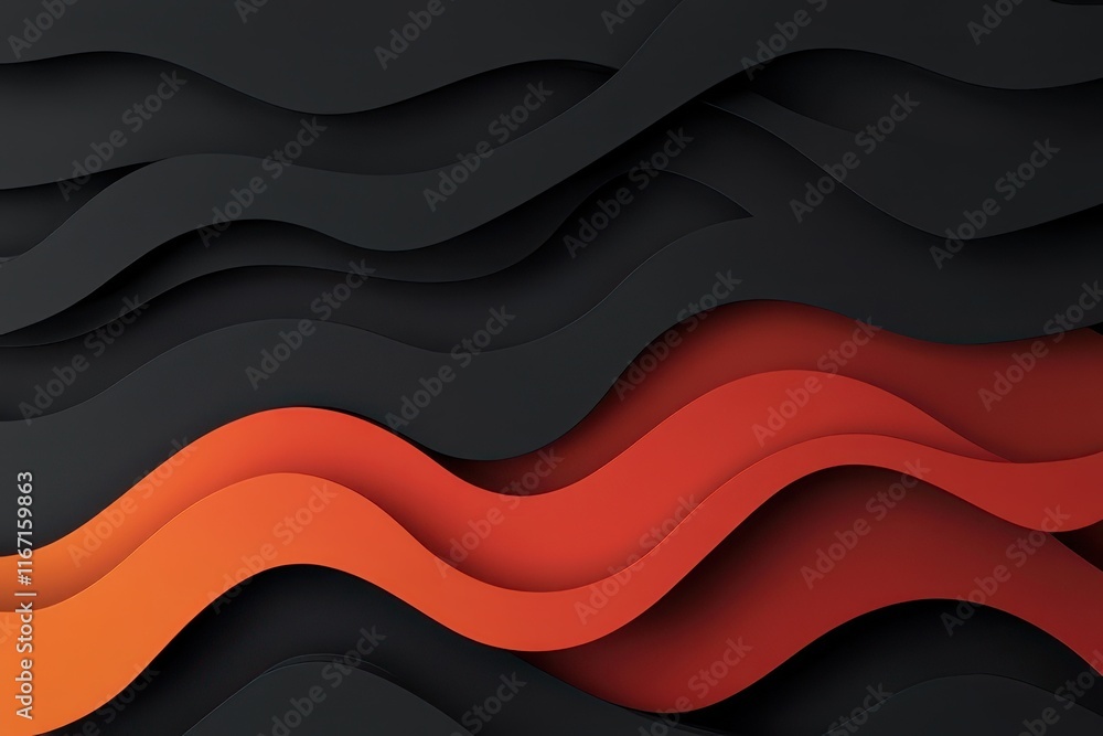 Poster colorful abstract wavy patterns in red and black create dynamic visual interest and depth for modern
