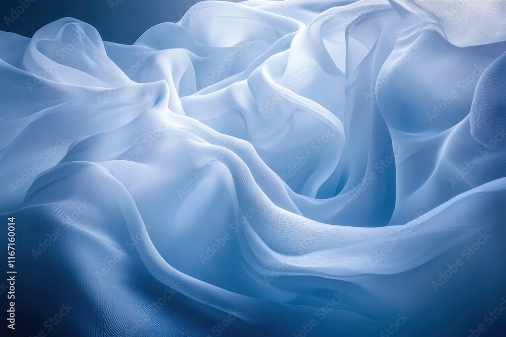 Aufkleber flowing blue fabric creates soft waves reminiscent of serene water in an artistic composition of tex