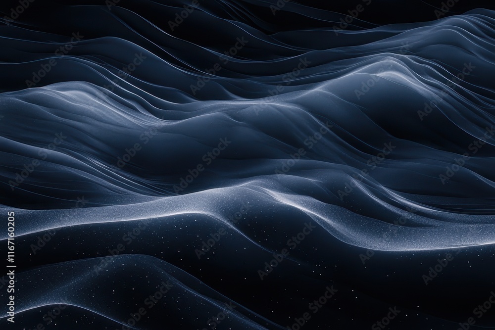 Aufkleber soft flowing waves illuminated by ethereal light create a dreamlike atmosphere in the depths of dark