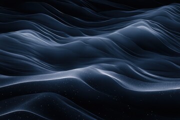 Obraz premium Soft flowing waves illuminated by ethereal light create a dreamlike atmosphere in the depths of darkness. Generative AI
