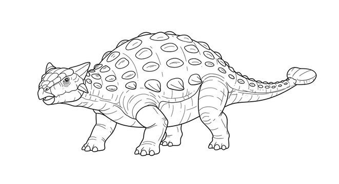 recommend clip art: Cute armored dinosaur coloring page illustration. Prehistoric ankylosaurus drawing. Extinct animal.