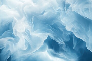 Obraz premium Swirling blue and white smoke creates an abstract pattern in a dreamy atmosphere. Generative AI