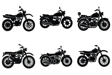 Set of vintage motorcycle silhouette, Retro bike collection vector illustration