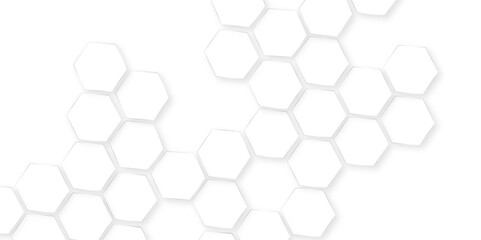 3D Futuristic abstract honeycomb mosaic white background, Abstract white and grey background, honeycomb white Background, Luxury white hexagon, white pattern with circles background.