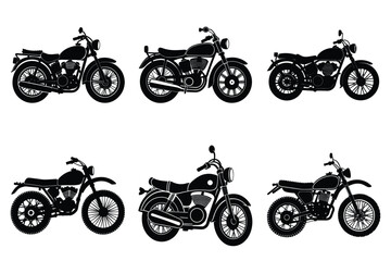 Set of vintage motorcycle silhouette, Retro bike collection vector illustration