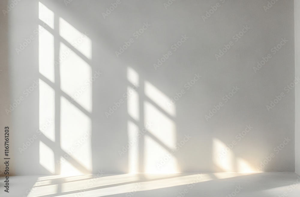 Poster abstract minimalist composition of soft light and shadow on smooth white texture for product present
