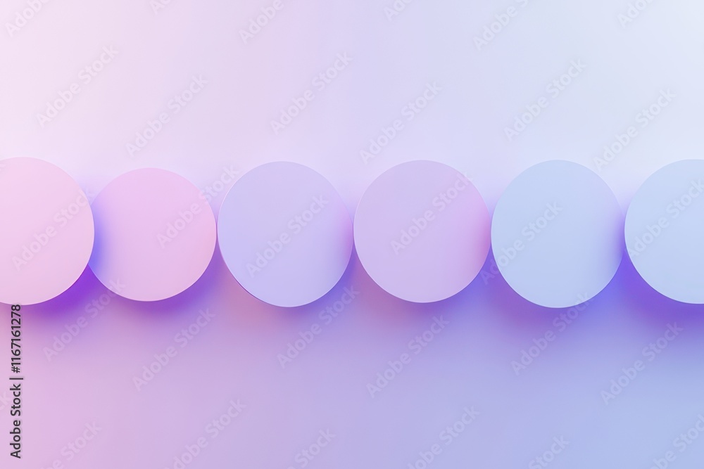 Aufkleber Minimalist design featuring colorful circles arranged in a row against a soft gradient background. Generative AI