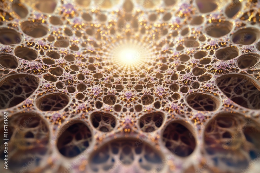 Poster vibrant fractal design with intricate patterns radiates from the center, evoking a sense of wonder