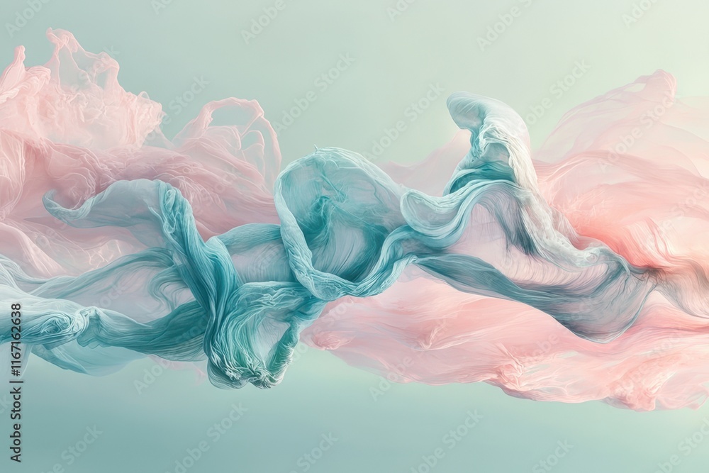 Aufkleber abstract display of flowing turquoises and soft pinks creating an ethereal visual experience in a co