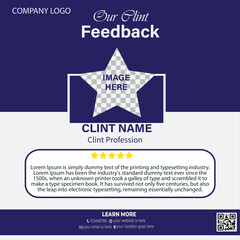 Clint Testimonial Design, Client feedback, Customer feedback testimonial social media post carousel or web banner template. 