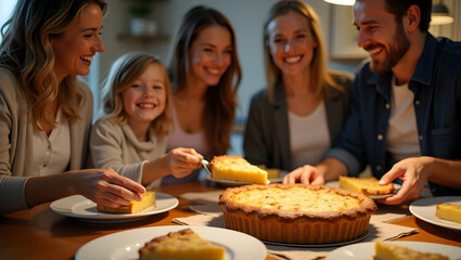 Happy Family Sharing a Delicious Homemade Pie