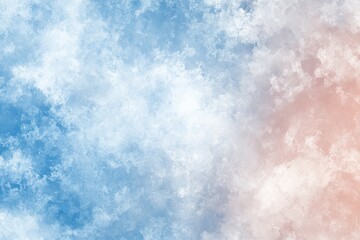 Fototapeta premium Soft pastel clouds blend shades of blue and pink, creating a serene atmosphere in the sky during sunset. Generative AI
