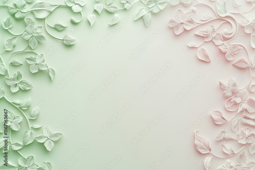 Poster decorative floral patterns in soft pastel colors create a serene setting for art or design projects.