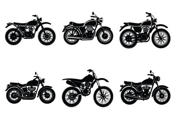 Obraz premium Set of vintage motorcycle silhouette, Retro bike collection vector illustration
