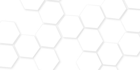 White color embossed hexagon background, vector illustration geometry science and technology, geometric mesh cell texture. modern futuristic wallpaper.