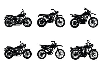 Obraz premium Set of vintage motorcycle silhouette, Retro bike collection vector illustration