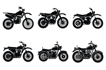 Obraz premium Set of vintage motorcycle silhouette, Retro bike collection vector illustration
