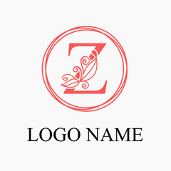 Z Letter Monogram Logo with Floral for Beauty, Skincare, Fashion Business Logo Idea. Feminine Logo Concept. Simple Minimalist Floral Logo Vector