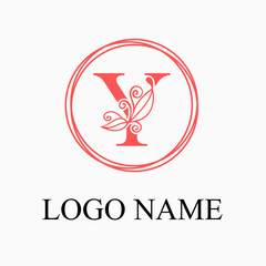 Y Letter Monogram Logo with Floral for Beauty, Skincare, Fashion Business Logo Idea. Feminine Logo Concept. Simple Minimalist Floral Logo Vector