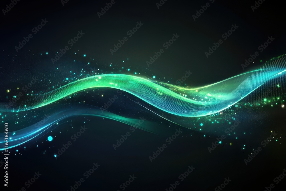 Poster colorful abstract waves of light and energy create a mesmerizing visual display in a dark space. gen