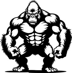 black and cartoon illustration of a gorilla
