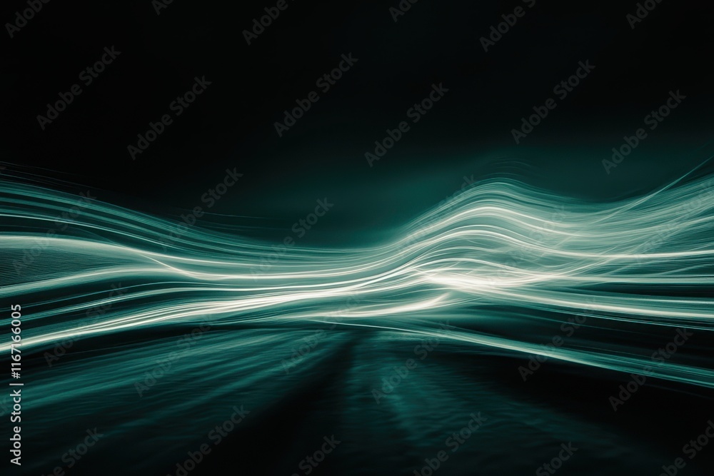 Poster long exposure of dynamic light trails on a dark road creates an abstract nighttime scene with fluid 