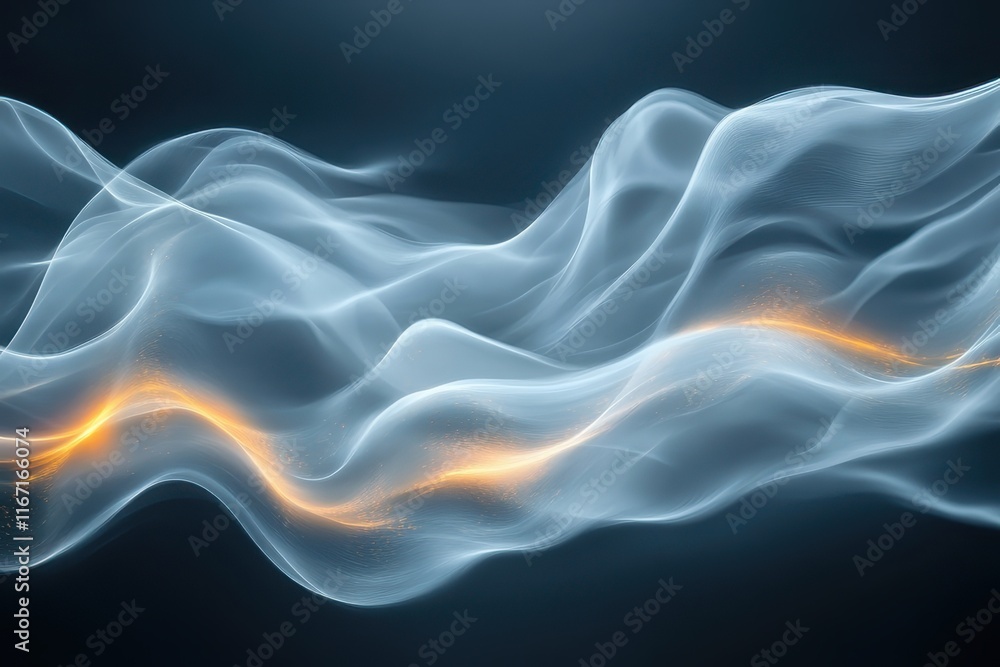 Poster ethereal flowing patterns in shades of blue and orange create a captivating visual experience in an 