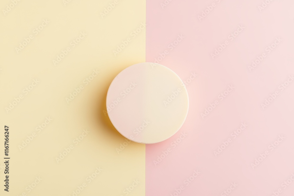 Poster soft pastel colors blend beautifully with a round object centered on a split background during dayli