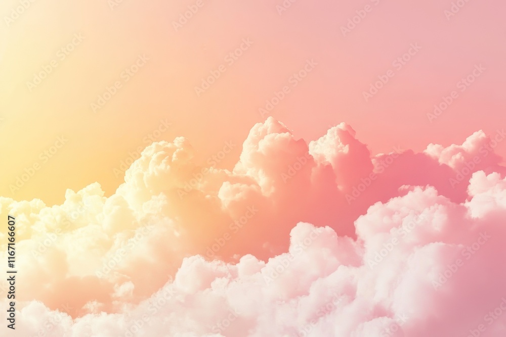 Aufkleber soft pastel clouds create a serene sky view at sunset with warm hues blending seamlessly into each o