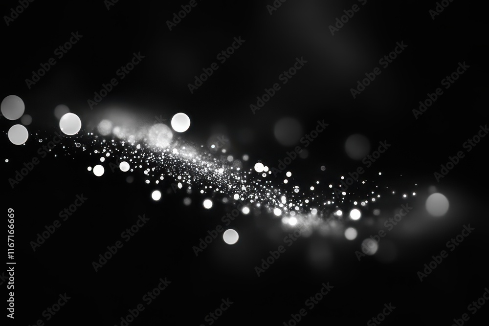 Poster explore the beauty of light and shadow through a mesmerizing display of sparkling particles in a dar