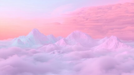 Fototapeta premium Dreamscape: Floating Mountains in Serene Cloud Sea - 3D Render Digital Artwork Symbolizing Pursuit of Dreams