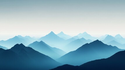 Fototapeta premium Soft-Focused Mountain Range with Clear Skies and Open Space for Text