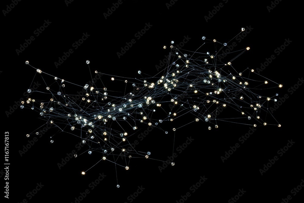 Poster abstract representation of interconnected nodes illuminated against a dark background showcasing a n