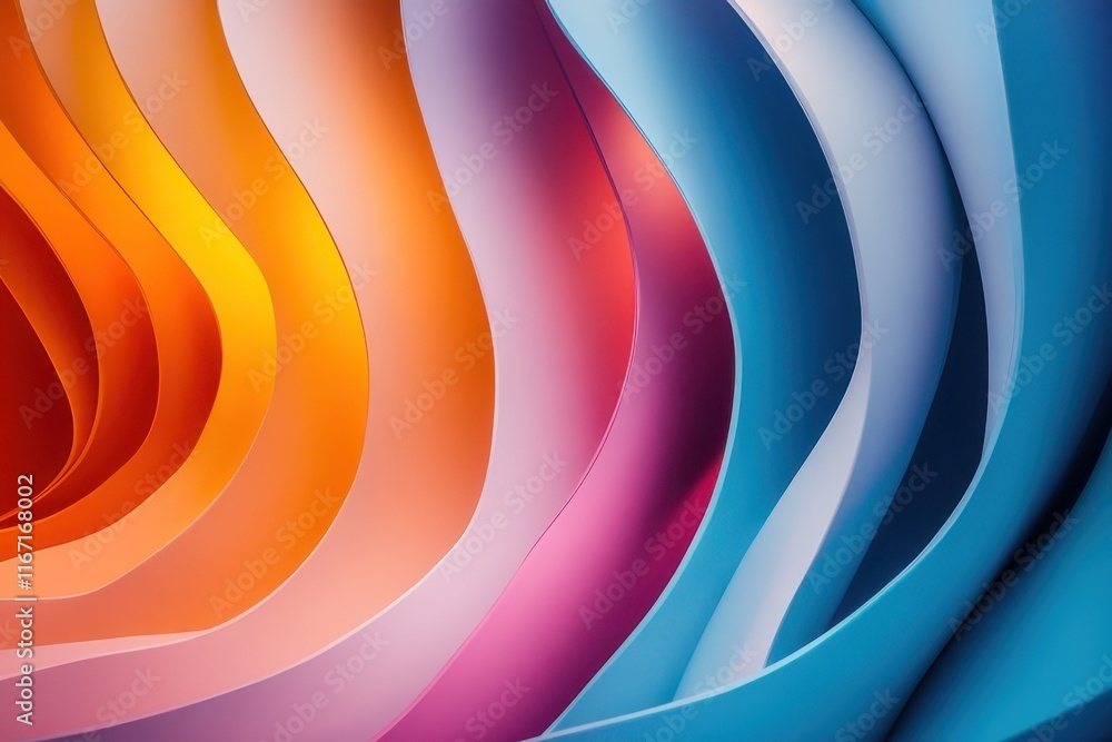 Poster Colorful wave patterns create a dynamic visual display in a stunning abstract design. Generative AI
