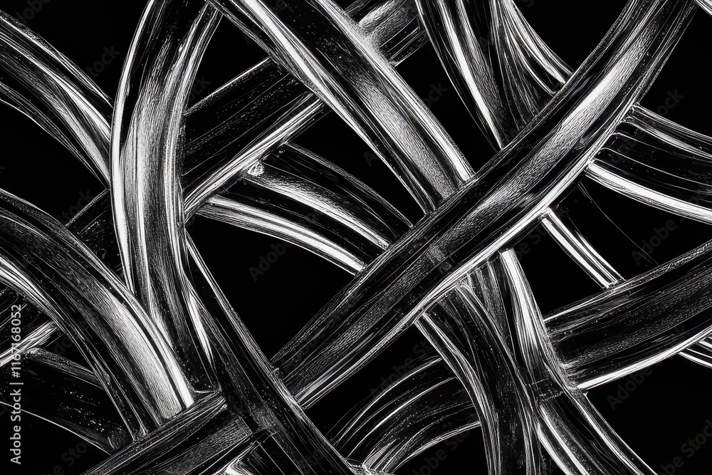 Poster intricate patterns of transparent tubes interwoven against a dark background showcasing depth and te