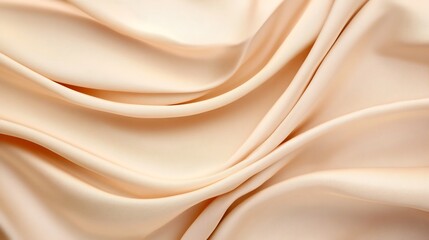 Obraz premium Elegant Beige Linen Fabric with Soft Folds and Copy Space on Left