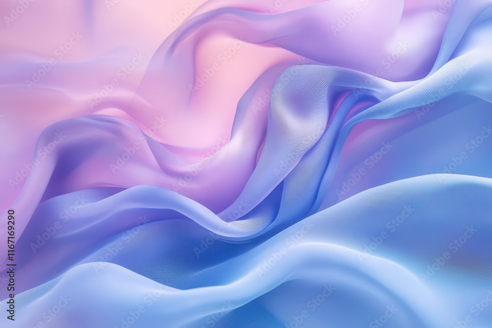 Poster soft pastel silk fabric waves creating a serene and calming visual experience in shades of pink and 