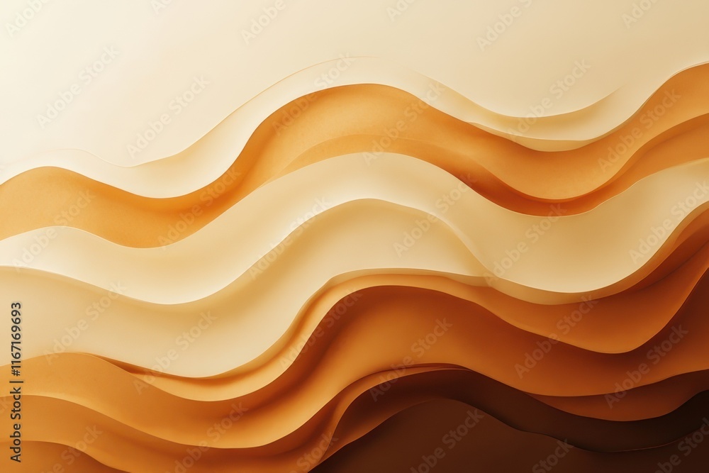 Poster elegant flowing waves in warm brown and cream tones create a soothing abstract design for background