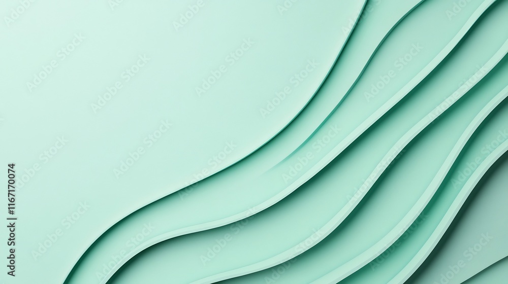 Poster soft mint green curves and gradients abstract minimal background design for slogans and branding